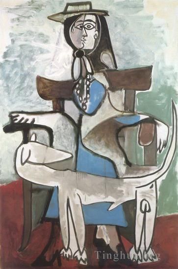 巴勃罗·毕加索 当代各类绘画作品 -  《杰奎琳和阿富汗人,1959》