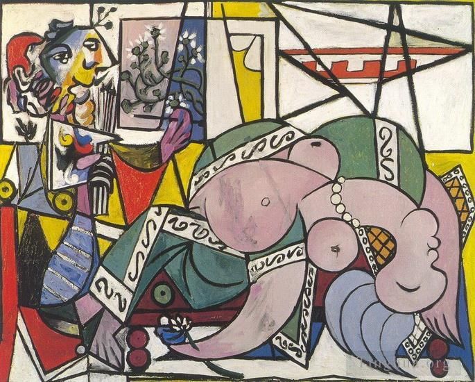 巴勃罗·毕加索 当代各类绘画作品 -  《后期工作室双人人物,1934》