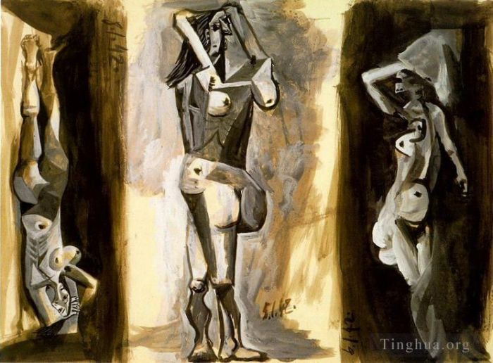 巴勃罗·毕加索 当代各类绘画作品 -  《《三个女人的裸体》,1942》