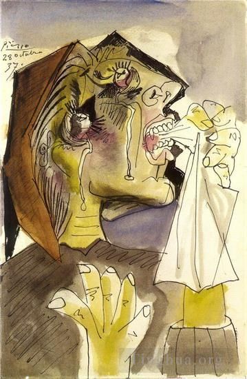 巴勃罗·毕加索 当代各类绘画作品 -  《美丽的女人,13,1937》