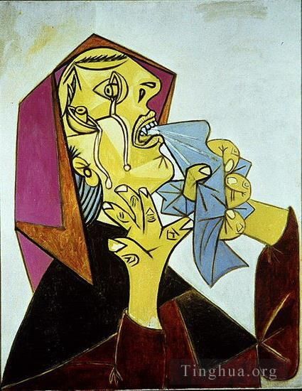 巴勃罗·毕加索 当代各类绘画作品 -  《《La,Femme,qui,pleure,avec,mouchoir,III》,1937》