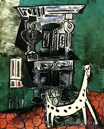 巴勃罗·毕加索 当代各类绘画作品 -  《亨利二世,(Henri,II),的沃韦纳尔格,(Vauvenargues),自助餐,1959,年》