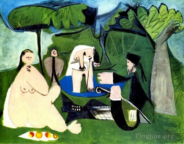 巴勃罗·毕加索 当代各类绘画作品 -  《马奈草丛中的生活,1960》