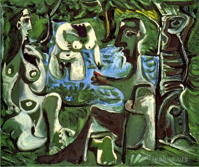 巴勃罗·毕加索 当代各类绘画作品 -  《马奈草丛中的晚宴,11961》