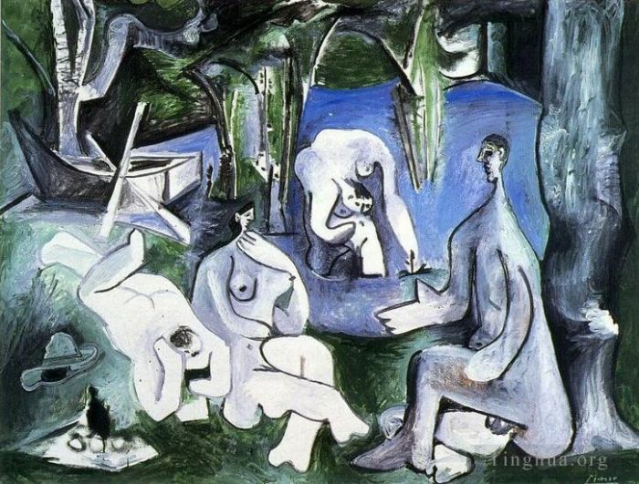 巴勃罗·毕加索 当代各类绘画作品 -  《马奈草丛中的早餐,5,1961》