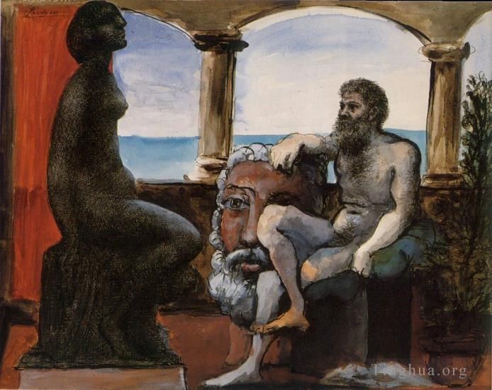 巴勃罗·毕加索 当代各类绘画作品 -  《雕塑家和雕像,1933》