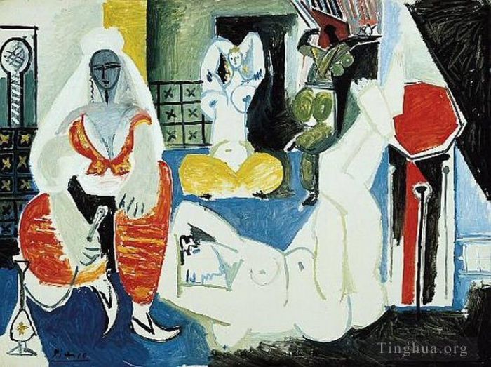 巴勃罗·毕加索 当代各类绘画作品 -  《阿尔及尔的女性,德拉克洛瓦九世,1955》