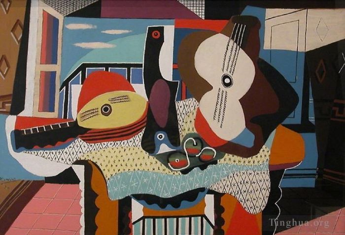 巴勃罗·毕加索 当代各类绘画作品 -  《曼陀林与吉他,1924》