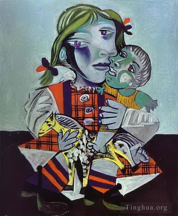 巴勃罗·毕加索 当代各类绘画作品 -  《玛雅·毕加索的女儿和洋娃娃,1938》