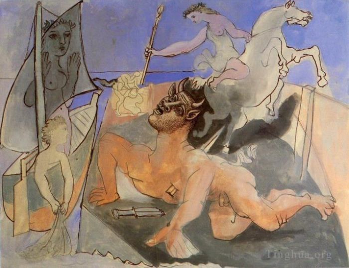 巴勃罗·毕加索 当代各类绘画作品 -  《牛头怪莫兰作品,1936》