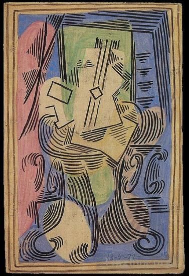 巴勃罗·毕加索 当代各类绘画作品 -  《盖里登的吉他自然之死,1922》