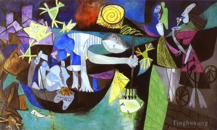 巴勃罗·毕加索 当代各类绘画作品 -  《安提比斯夜钓,1939》