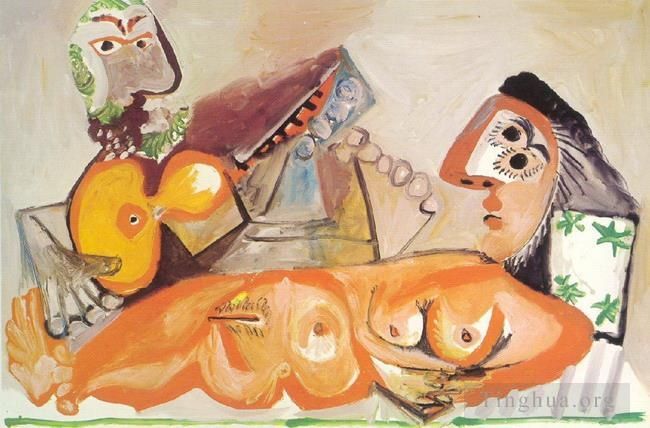 巴勃罗·毕加索 当代各类绘画作品 -  《《你的沙发和男人的吉他之乐》,1970》
