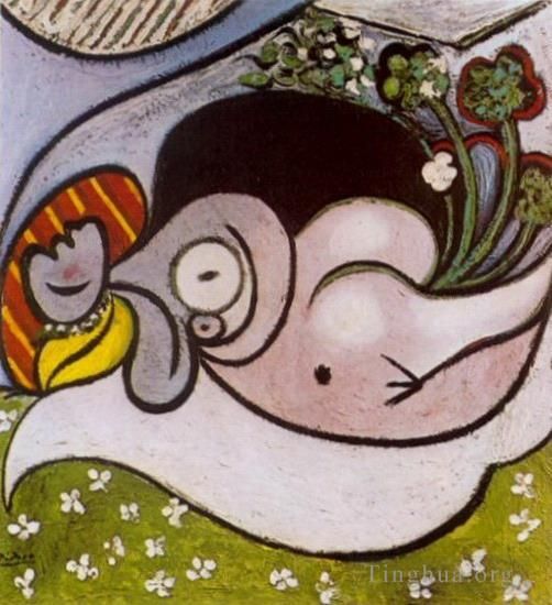 巴勃罗·毕加索 当代各类绘画作品 -  《新沙发与鲜花,1932》