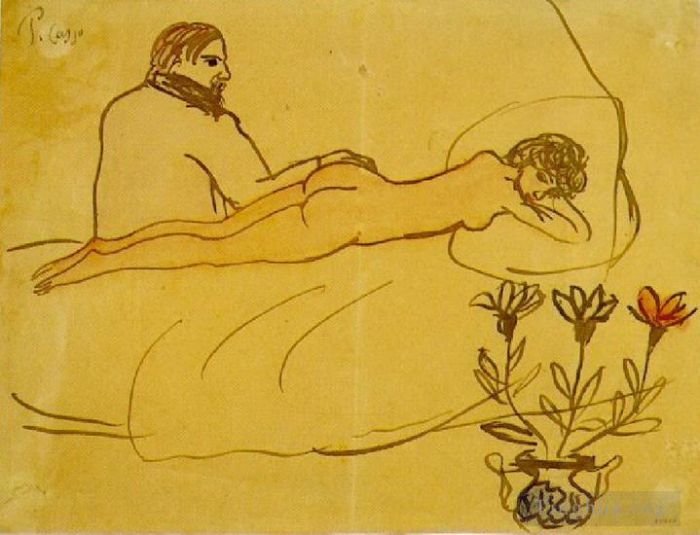 巴勃罗·毕加索 当代各类绘画作品 -  《《努沙发和毕加索阿西斯》,1902》