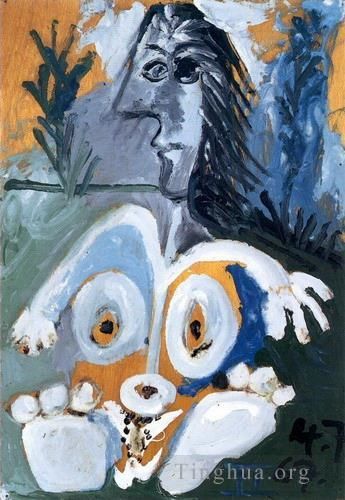 巴勃罗·毕加索 当代各类绘画作品 -  《草丛中的裸体,1967》