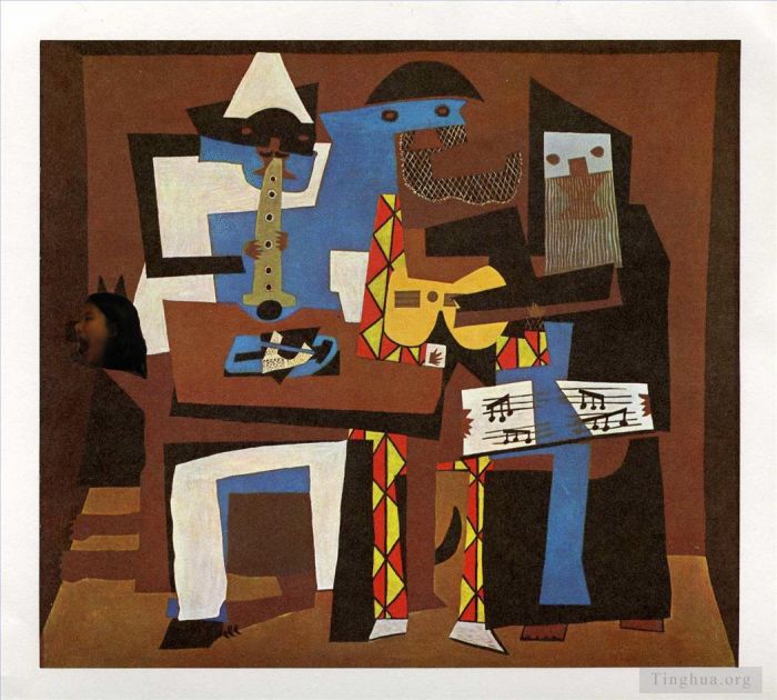 巴勃罗·毕加索 当代各类绘画作品 -  《毕加索三位音乐家》