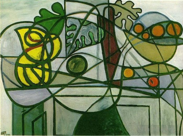 巴勃罗·毕加索 当代各类绘画作品 -  《Pichet,coupe,de,水果和,feuillage,1931》
