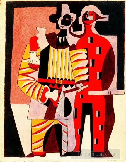 巴勃罗·毕加索 当代各类绘画作品 -  《皮埃罗和小丑,1920》