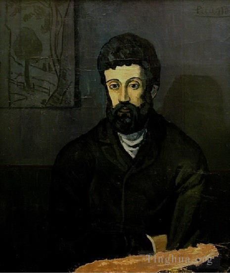 巴勃罗·毕加索 当代各类绘画作品 -  《蓝色男士肖像,1902》