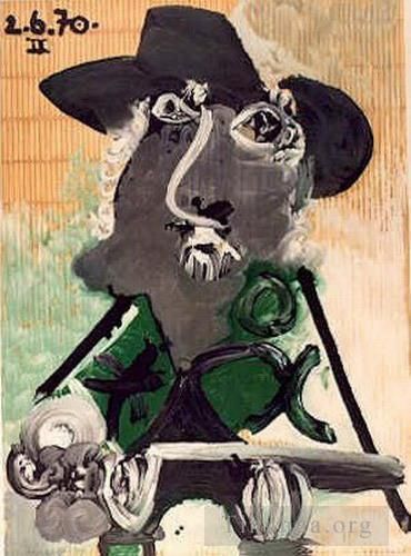 巴勃罗·毕加索 当代各类绘画作品 -  《灰色起首的人物肖像,1970》