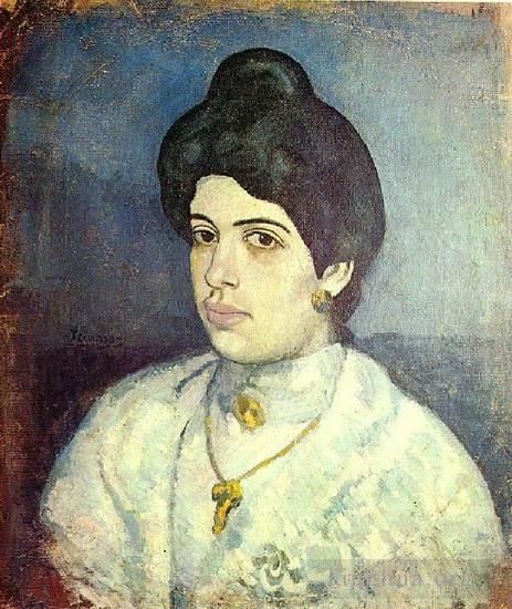 巴勃罗·毕加索 当代各类绘画作品 -  《科里娜·罗梅乌肖像,1902》