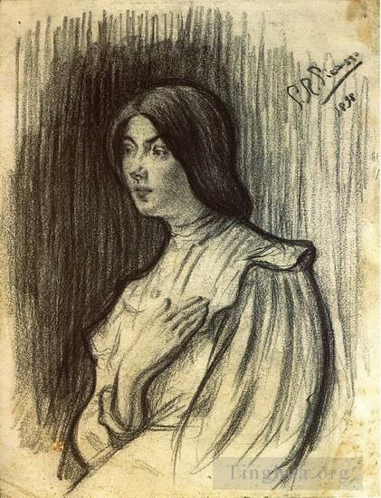巴勃罗·毕加索 当代各类绘画作品 -  《劳拉肖像,1898》