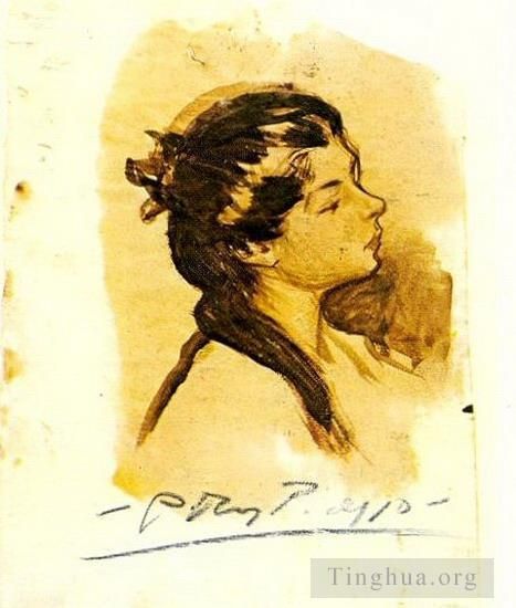 巴勃罗·毕加索 当代各类绘画作品 -  《劳拉肖像,1899》