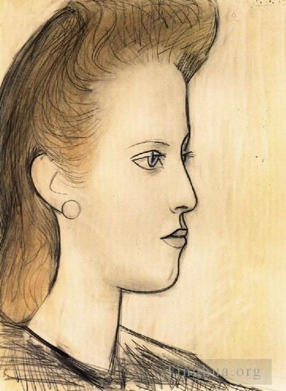 巴勃罗·毕加索 当代各类绘画作品 -  《奥布里小姐肖像,1941》