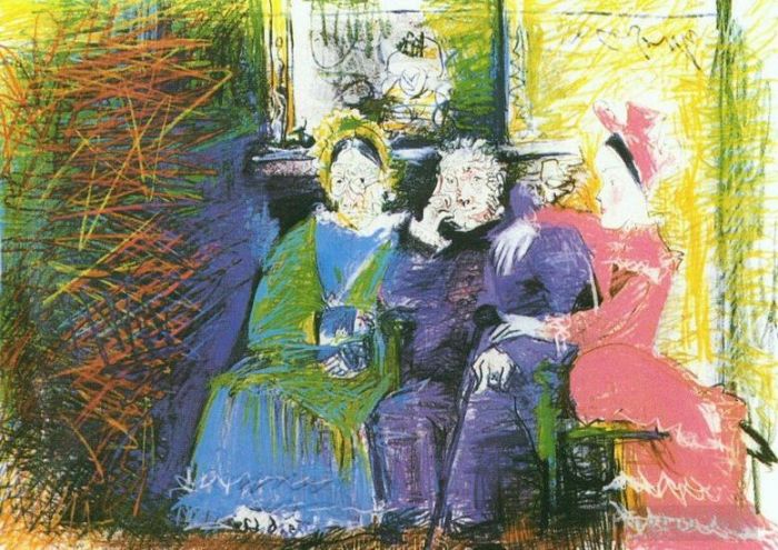 巴勃罗·毕加索 当代各类绘画作品 -  《家庭肖像,1962》