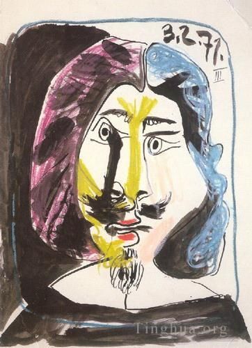 巴勃罗·毕加索 当代各类绘画作品 -  《火枪手肖像,1971》