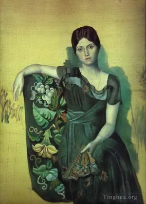 巴勃罗·毕加索的当代艺术作品《奥尔加坐在扶手椅上的肖像,1917》