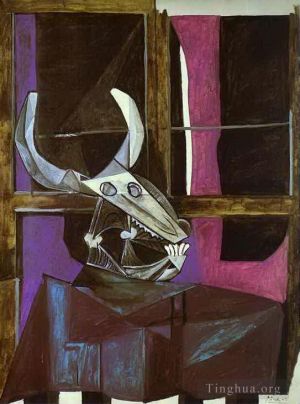 巴勃罗·毕加索的当代艺术作品《有转向头骨的静物,1942》