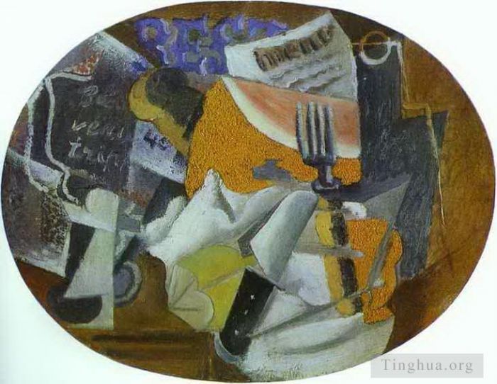 巴勃罗·毕加索 当代各类绘画作品 -  《酒馆火腿,1912》