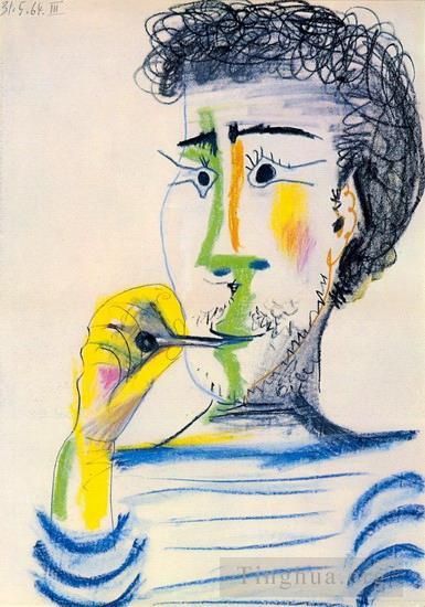 巴勃罗·毕加索 当代各类绘画作品 -  《香烟中的男人,III,1964》