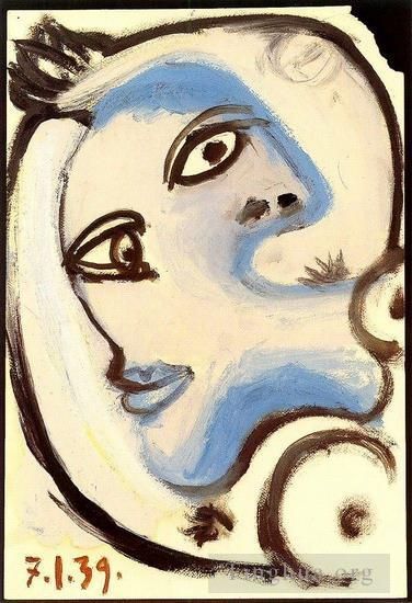 巴勃罗·毕加索 当代各类绘画作品 -  《女人的脸,5,1939》