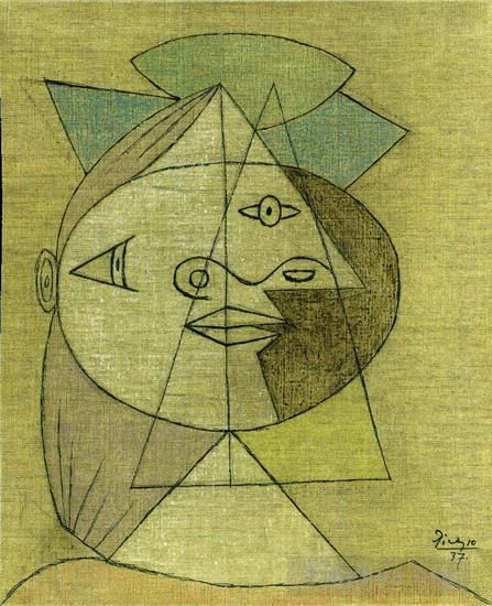 巴勃罗·毕加索 当代各类绘画作品 -  《玛丽·特蕾莎·沃尔特,(Marie,Therese,Walter),的女人头像,1937》