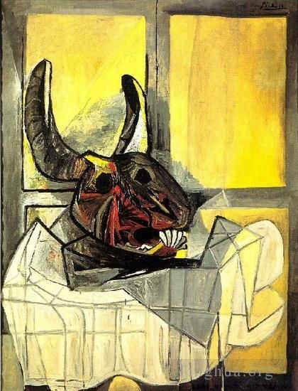巴勃罗·毕加索 当代各类绘画作品 -  《桌子上的牛头岛,1942》