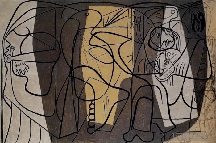 巴勃罗·毕加索 当代各类绘画作品 -  《艺术家和他的模特,L,艺术家和儿子模特,1927》