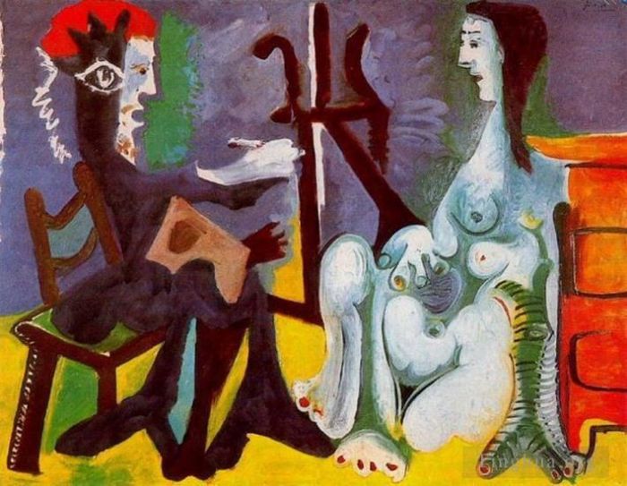 巴勃罗·毕加索 当代各类绘画作品 -  《艺术家和他的模特,L,艺术家和儿子模特,2,1963》