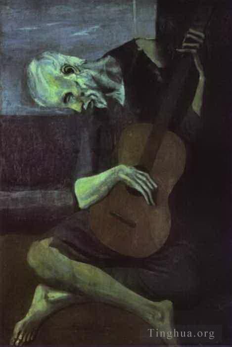 巴勃罗·毕加索 当代各类绘画作品 -  《老吉他手,1903》