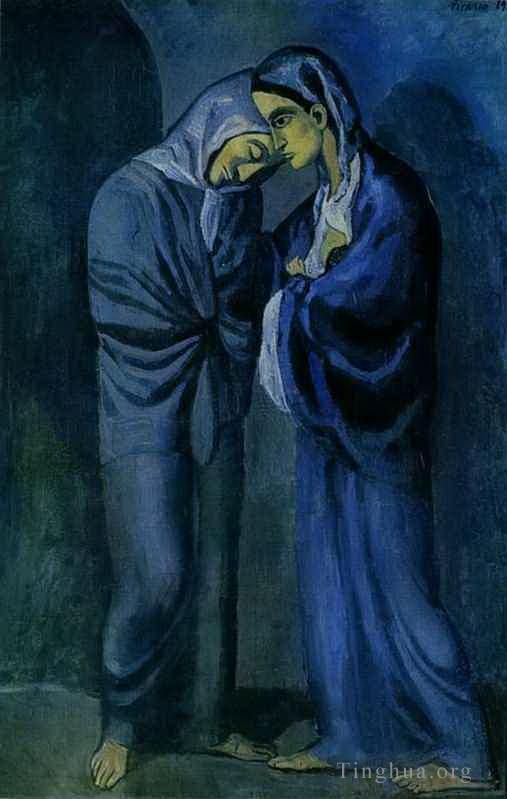 巴勃罗·毕加索 当代各类绘画作品 -  《拜访两姐妹,1902》