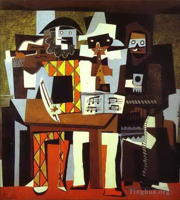 巴勃罗·毕加索 当代各类绘画作品 -  《三个音乐家,1921》