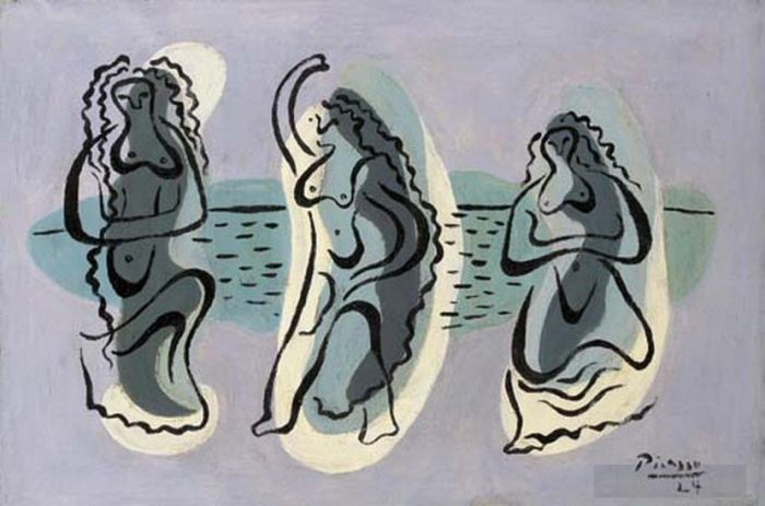 巴勃罗·毕加索 当代各类绘画作品 -  《三个女人在海滩边,1924》