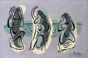 当代绘画 - 《三个女人在海滩边,1924》