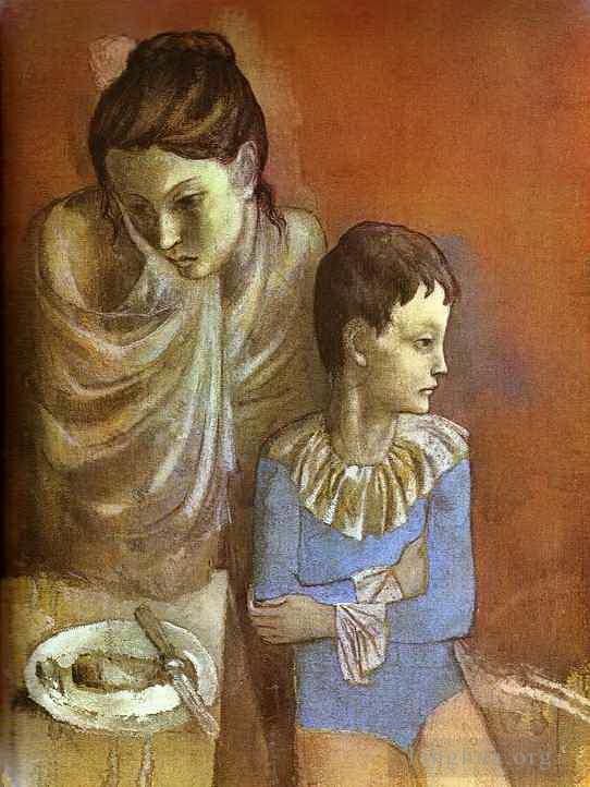 巴勃罗·毕加索 当代各类绘画作品 -  《不倒翁母子,1905》