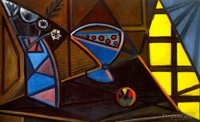 巴勃罗·毕加索 当代各类绘画作品 -  《花瓶和酒瓶,1943》