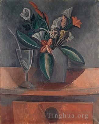 巴勃罗·毕加索 当代各类绘画作品 -  《花瓶,酒杯和勺子,1908,年》