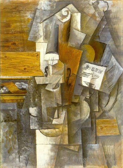 巴勃罗·毕加索 当代各类绘画作品 -  《小提琴朱莉伊娃,1912》