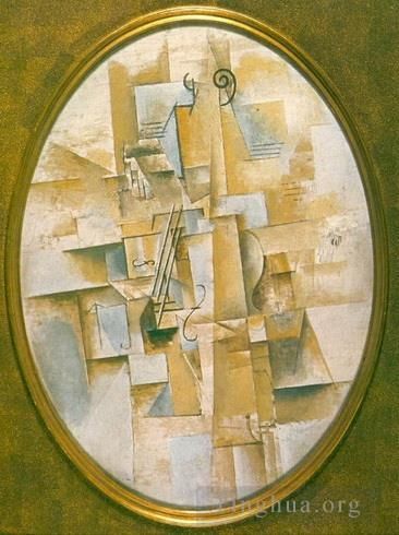 巴勃罗·毕加索 当代各类绘画作品 -  《金字塔小提琴,1912》